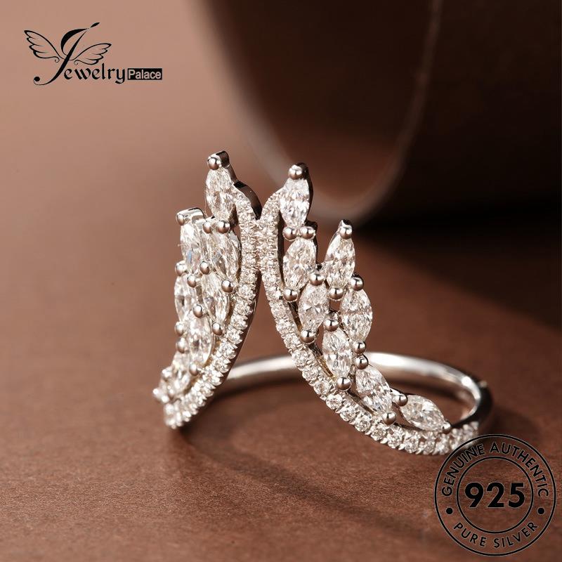 JEWELRYPALACE V korea Asli Big Simple Perhiasan Kawin Original Silver Sterling Cincin Murni Wanita Moissanite Nikah Aksesori 925 Perak Diamond Silver R1959