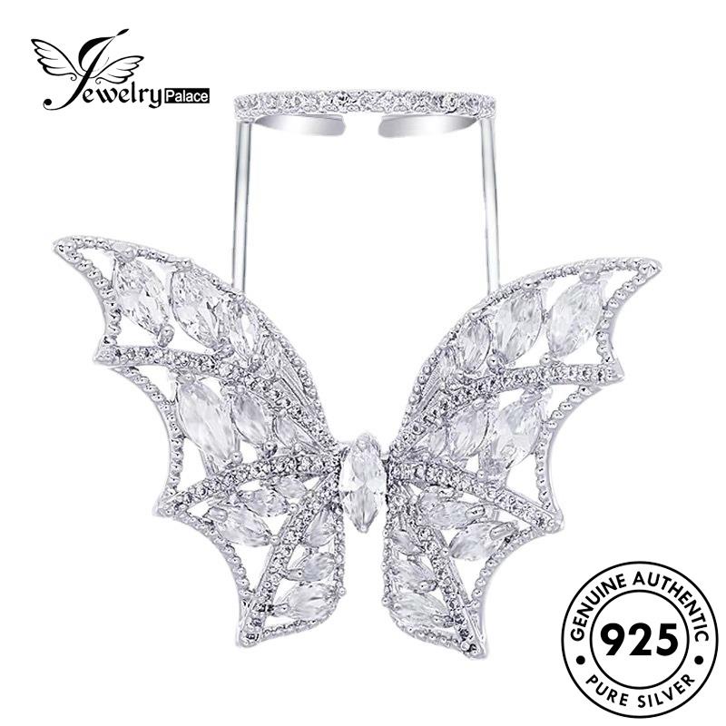 JEWELRYPALACE Perhiasan Creative Wanita Silver Original Sterling Asli Aksesori Kawin Diamond Cincin Nikah korea Murni 925 Moissanite Butterfly Silver Perak R1978