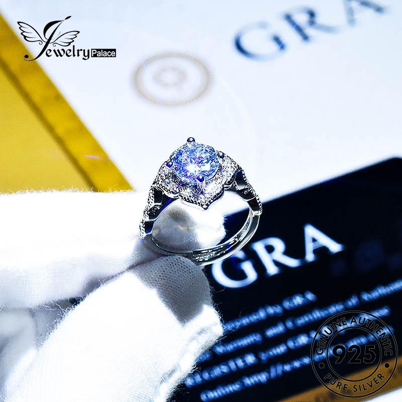 JEWELRYPALACE Sterling Cincin Perak Fashion korea Diamond Nikah Aksesori Wanita Silver Perhiasan Murni Original Moissanite Asli Kawin 925 Silver R2012