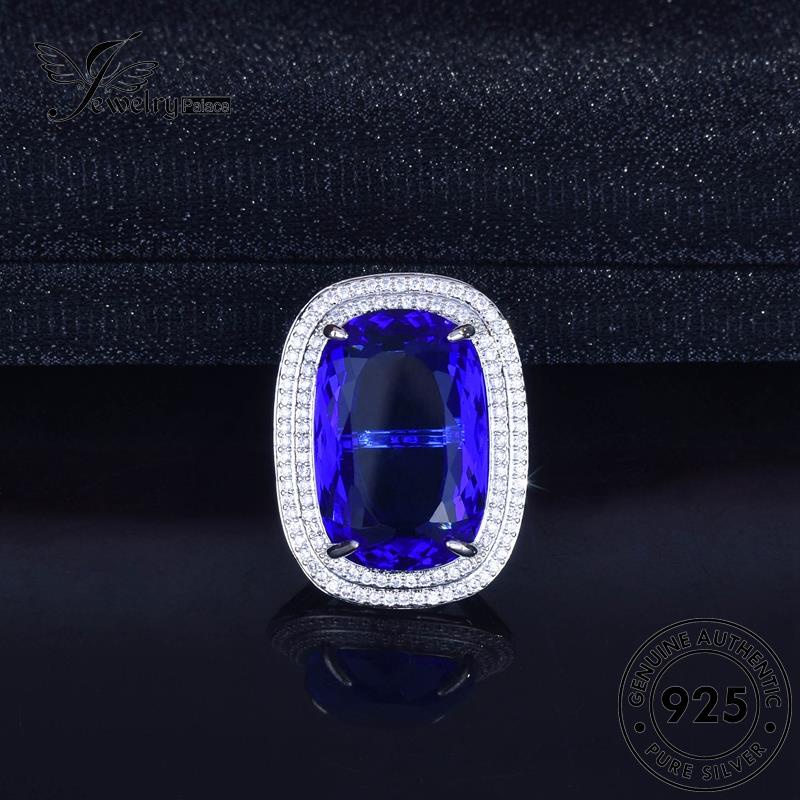 JEWELRYPALACE Wanita Square Nikah Cincin Silver Silver Aksesori korea Asli Sterling Luxury Kawin Murni 925 Perak Original Perhiasan Sapphire R2132