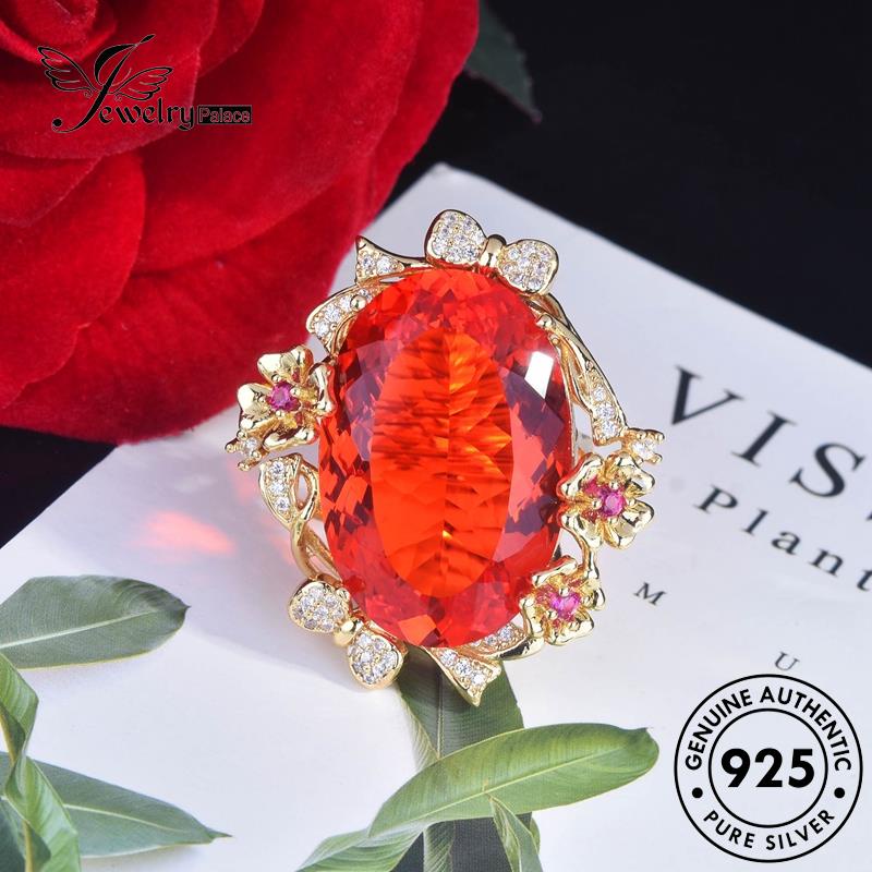JEWELRYPALACE Aksesori Perhiasan korea Oval Asli Perak Silver Ruby Kawin Silver Original Vintage Cincin 925 Sterling Nikah Murni Wanita R2148