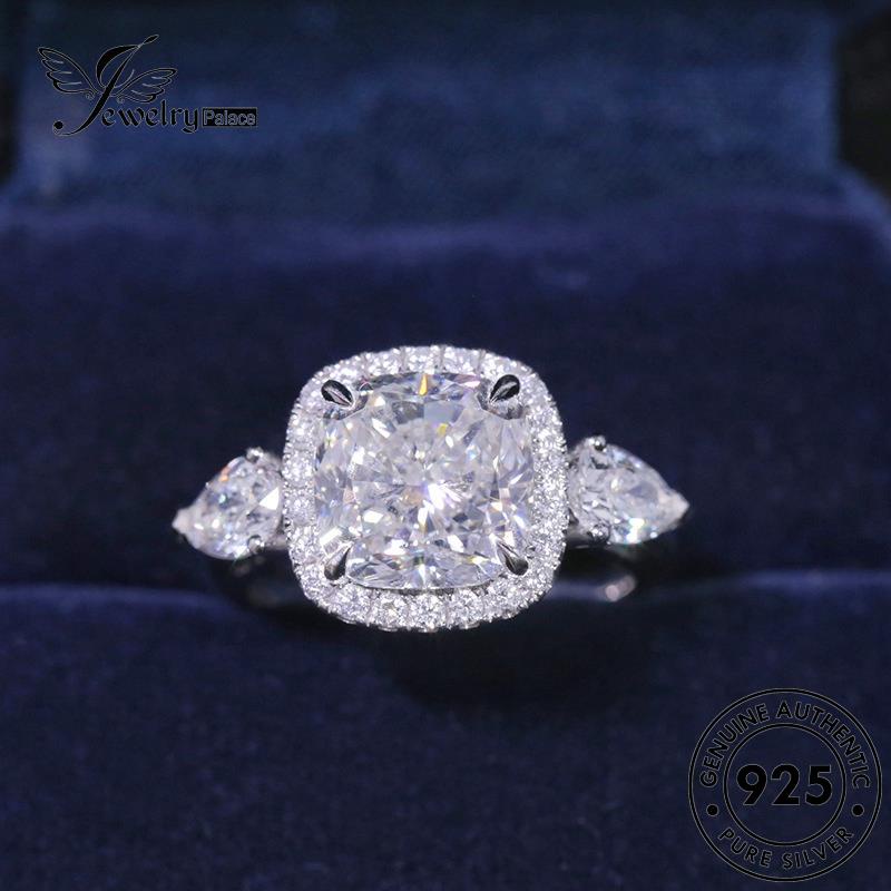 JEWELRYPALACE Diamond Aksesori Perhiasan Cincin Original Silver Silver korea 925 Moissanite Sterling Kawin Wanita Murni Fashion Perak Nikah Asli Square R2171