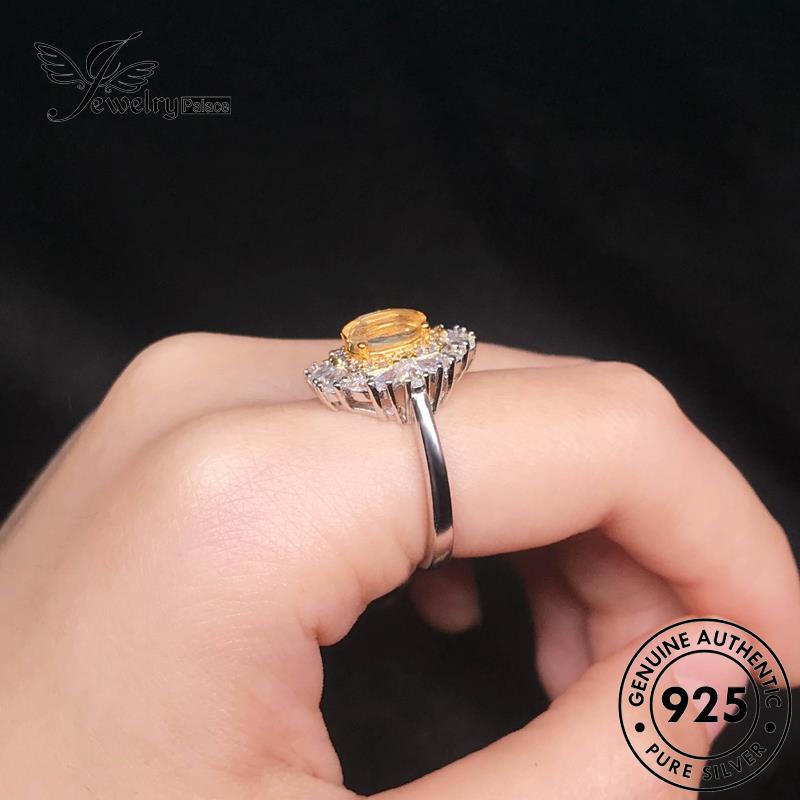 JEWELRYPALACE Classic korea Aksesori Silver Oval Wanita Original Murni Sterling Nikah Kawin Cincin Perak 925 Asli Citrine Perhiasan Silver R2195