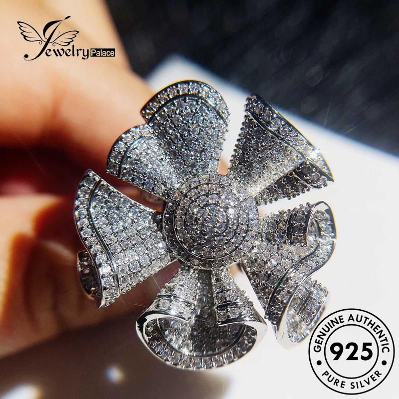 JEWELRYPALACE Original Kawin Murni Flowers Nikah Silver 925 Aksesori Diamond Perhiasan korea Wanita Cincin Sterling Luxury Moissanite Silver Asli Perak R2279