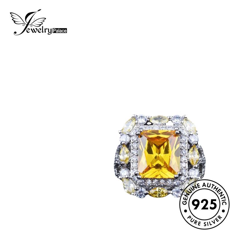 JEWELRYPALACE Murni Aksesori 925 Temperament Perak Cincin Asli Wanita Citrine Sterling Silver Silver Perhiasan Kawin Original korea Square Nikah R2293