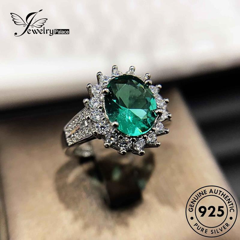 Jewelrypalace Cincin Temperamen Zamrud Perak Wanita925Original Oval R2316