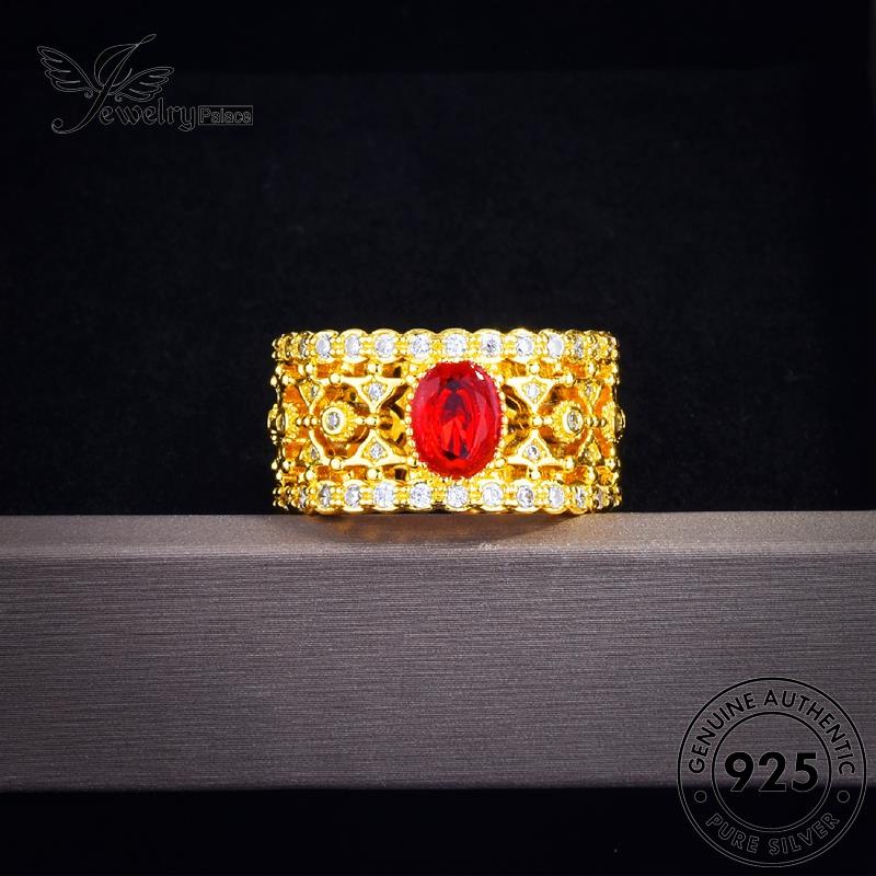 JEWELRYPALACE Murni Asli Ruby Original Perak Perhiasan Retro Nikah Court Kawin Silver Silver Cincin Wanita korea Sterling 925 Aksesori R2369