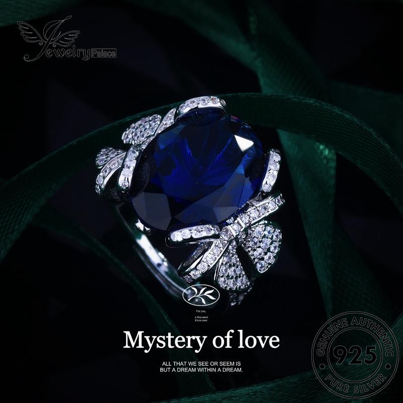 JEWELRYPALACE 925 Kawin Asli Bow Sterling Perak Original Aksesori Luxury Silver Cincin Silver Sapphire korea Wanita Murni Nikah Perhiasan R2381