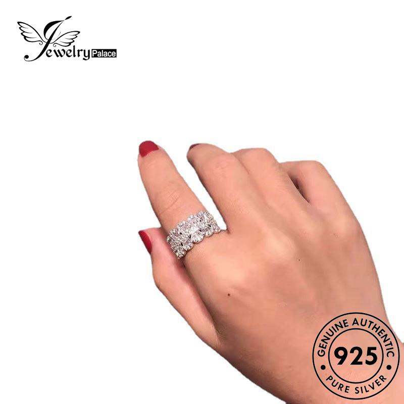 JEWELRYPALACE Sterling 925 Cincin Silver korea Aksesori Petals Personality Silver Kawin Perak Perhiasan Nikah Diamond Moissanite Asli Original Wanita Murni R2424