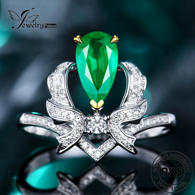 JEWELRYPALACE Shape 925 Asli Cincin Kawin Emerald Nikah Silver Luxury Original Silver Aksesori Perak Sterling Drop korea Perhiasan Murni Wanita R2433