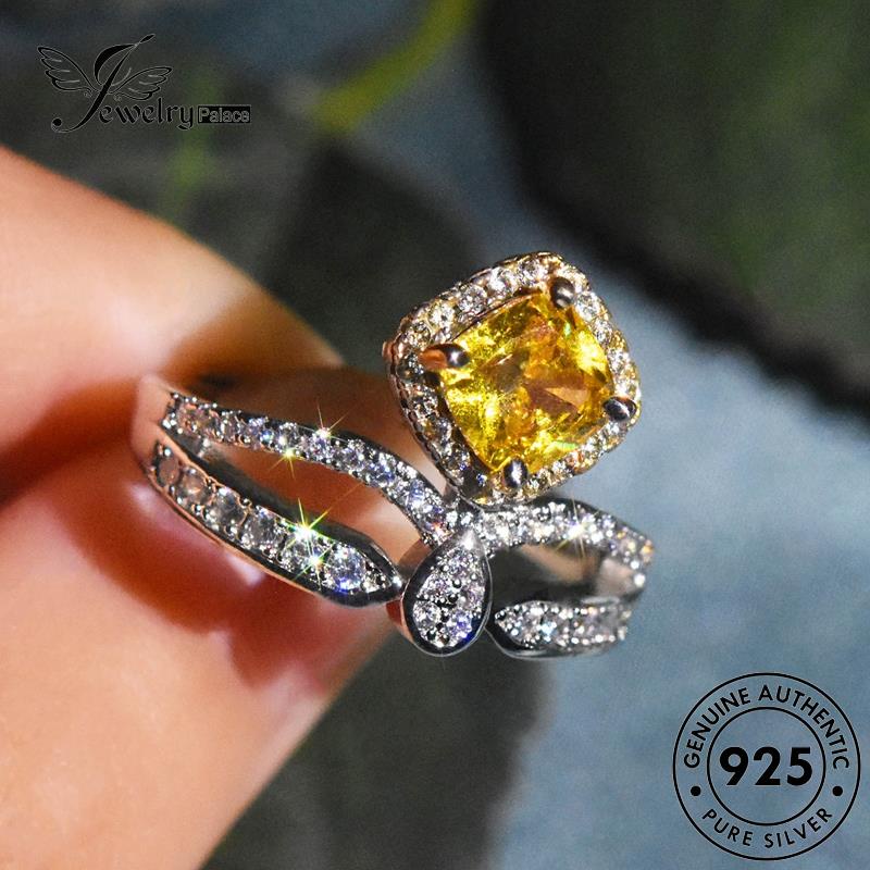 JEWELRYPALACE Kawin korea Crown Nikah Silver Asli Silver Cincin Original Perak Murni 925 Wanita Luxury Perhiasan Aksesori Citrine Sterling R2488