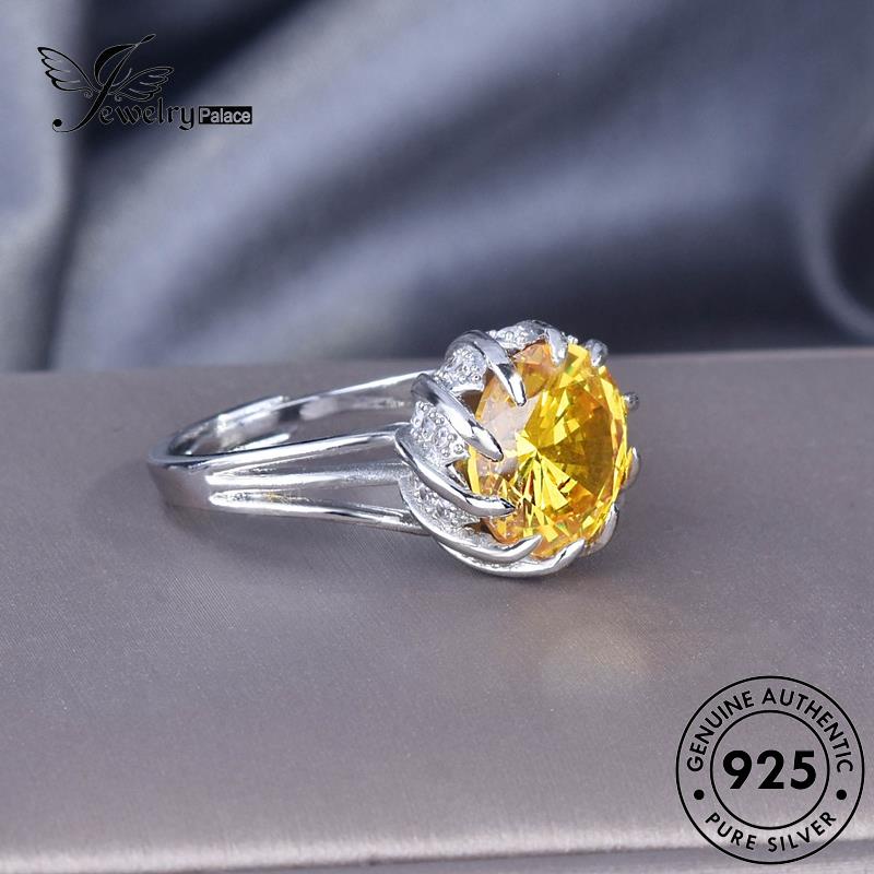 JEWELRYPALACE Asli Silver Cincin 925 Sterling korea Perak Personality Wanita Murni Lotus Silver Citrine Original Perhiasan Aksesori Kawin Nikah R2530