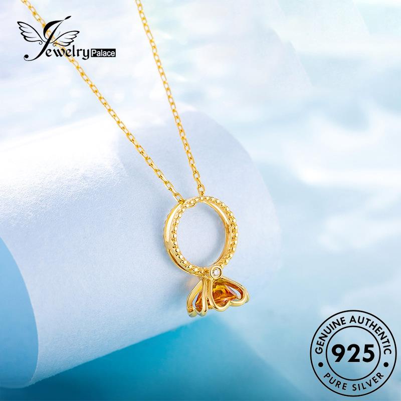 Jewelrypalace Kalung Kreativitas925 Citrine Set Wanita Perak Asli S92