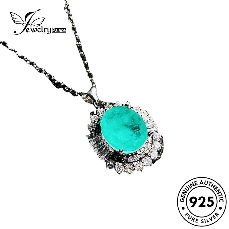 Jewelrypalace Kalung Set Telur Bentuk Perak Aquamarine Asli925Wanita Simple S142