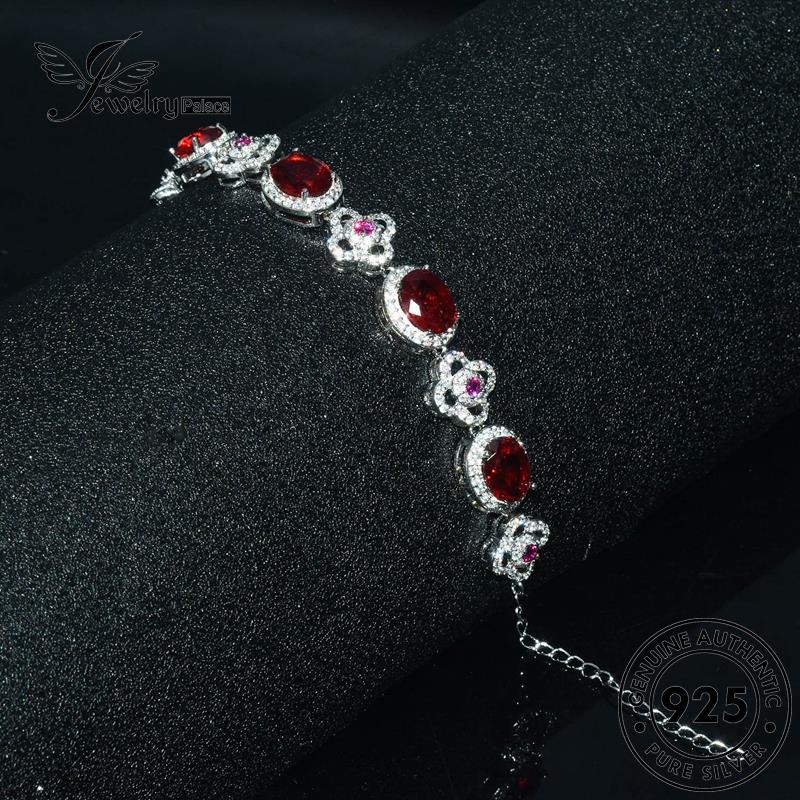 Tempat Perhiasan925 Wanita Silver Ruby Berlian Asli Mewah Set Kalung S146