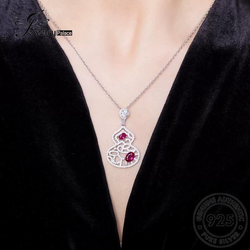 Jewelrypalace Fashion Perak Asli Set Labu Ruby Kalung Wanita925 S194