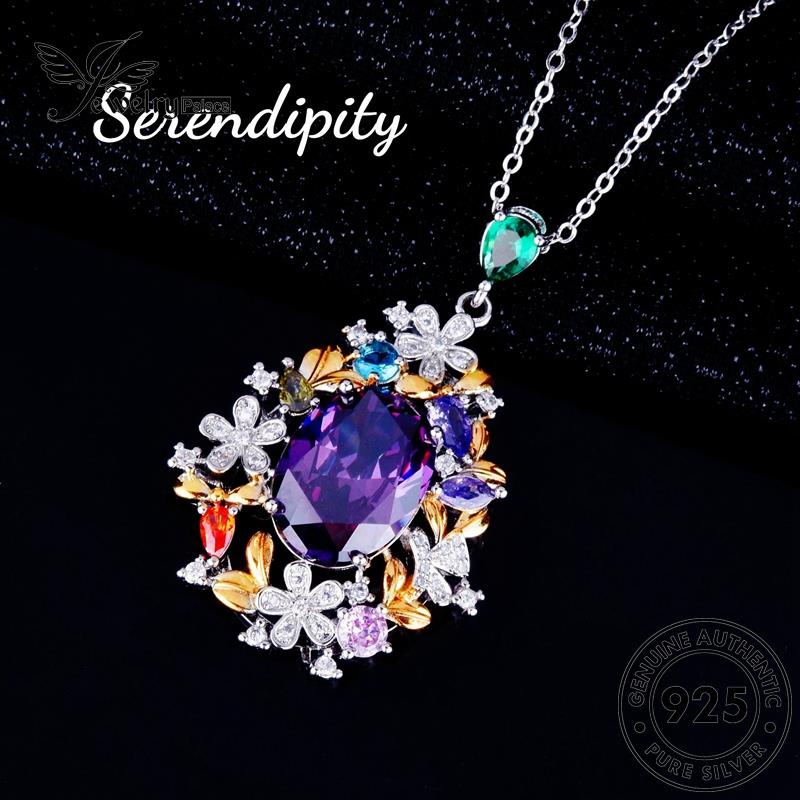 Tempat Perhiasan925 Wanita Kalung Perak Asli Amethyst Set Mewah S279