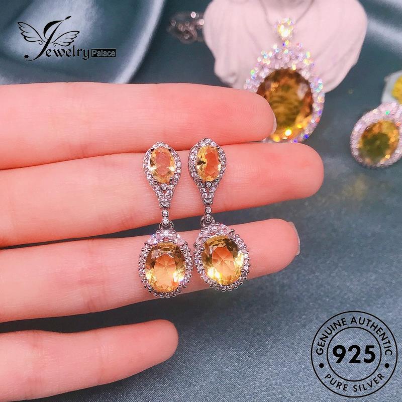 Jewelrypalace Set Telur Wanita Asli925 Kalung Perak Bentuk Citrine Mulia S315