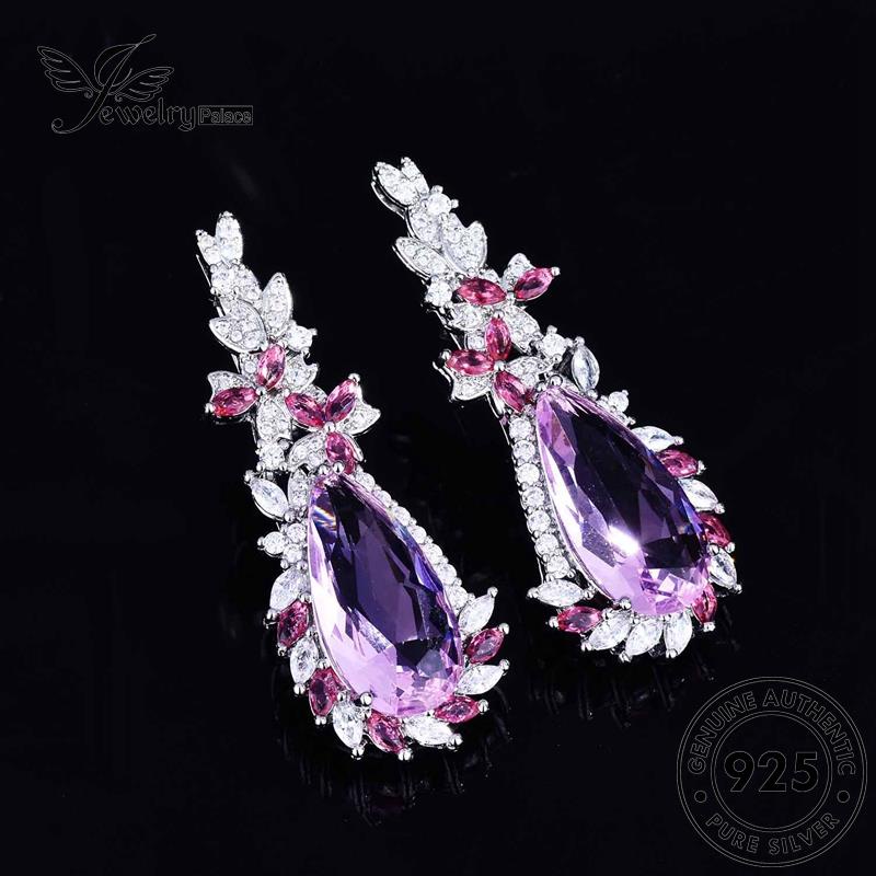 Set Perhiasanpalace Kalung Asli Amethyst925 Perak Butterfly Wanita Lucu S317