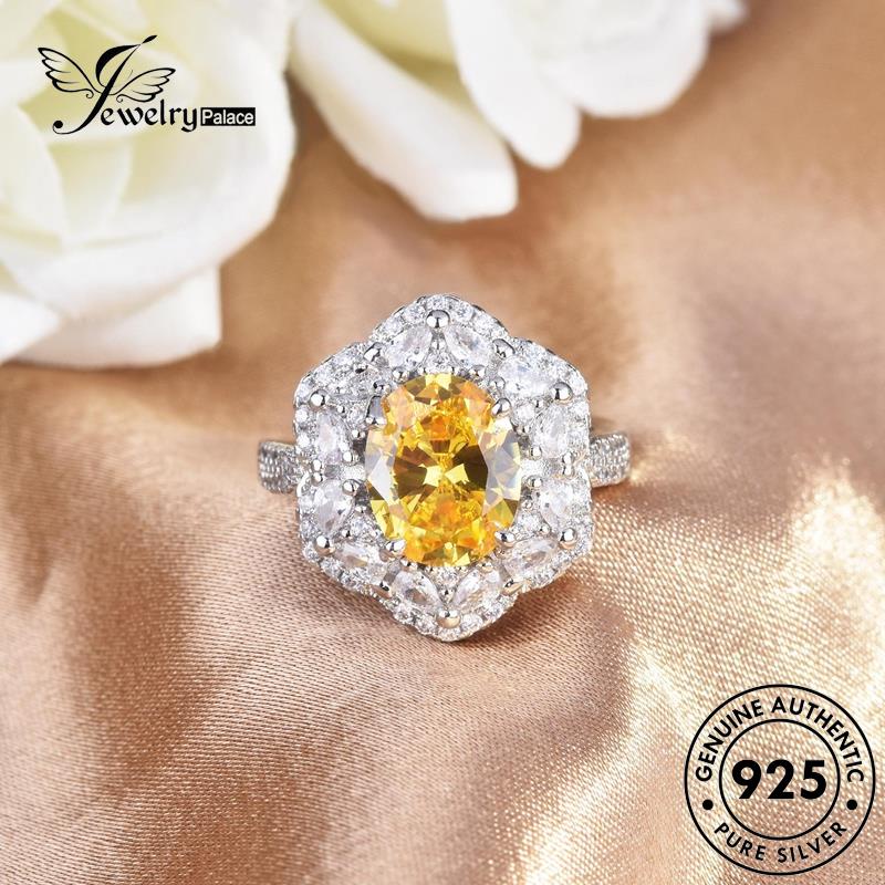 Jewelrypalace Kalung Citrine Mewah Wanita Asli925 Set Perak S330