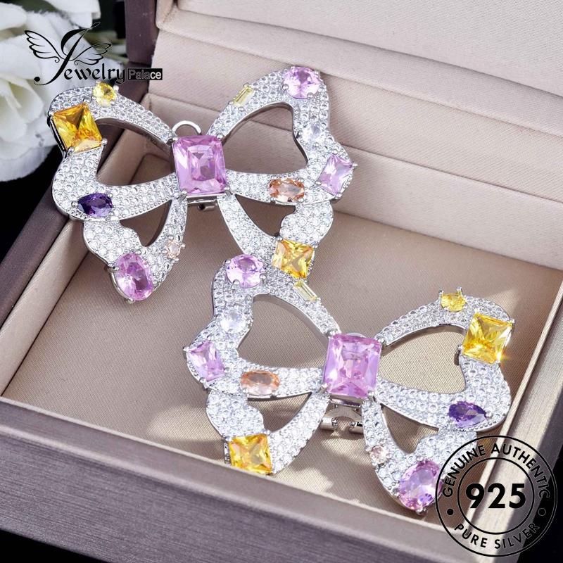 Jewelrypalace Kalung Wanita Lucu Kristal Berlian925 Set Perak Butterfly Pink Asli S356