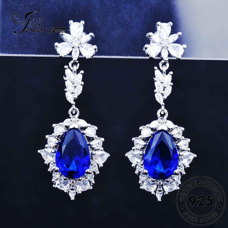 Jewelrypalace Kalung Perak925 Mewah Asli Sapphire Wanita Set S383
