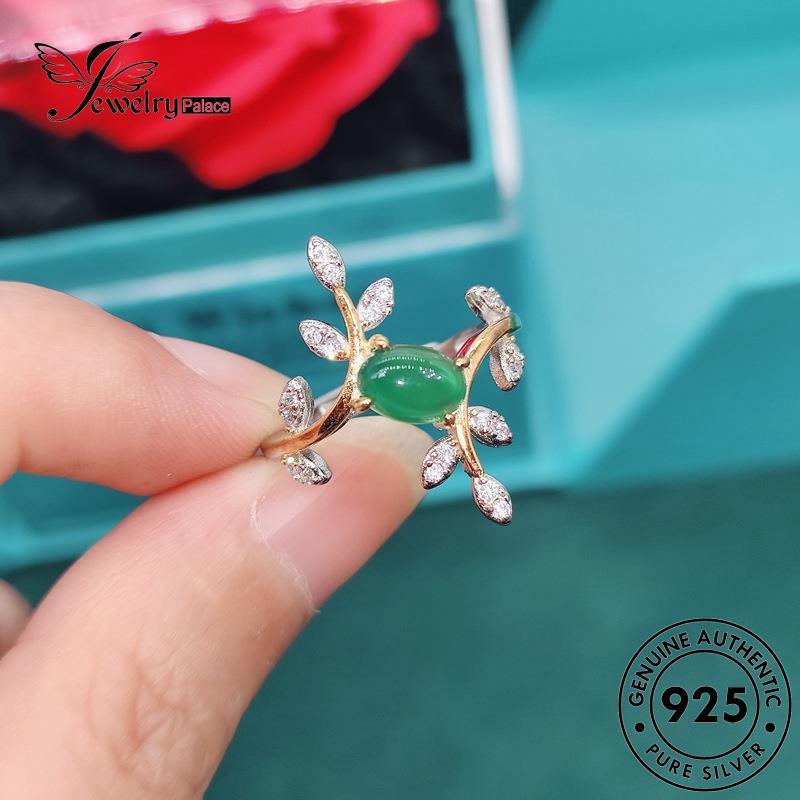 Jewelrypalace Kalung Emerald Noble Set Daun Asli Wanita Perak925 S388