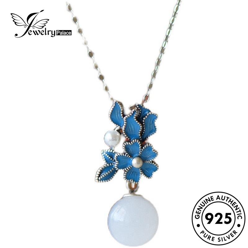 Jewelrypalace Flowers Jade925 Kalung Perak Wanita Set Asli S436