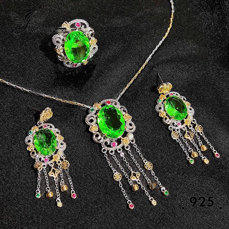 Jewelrypalace Kalung Perak Zamrud925 Wanita Asli Set Rumbai S480