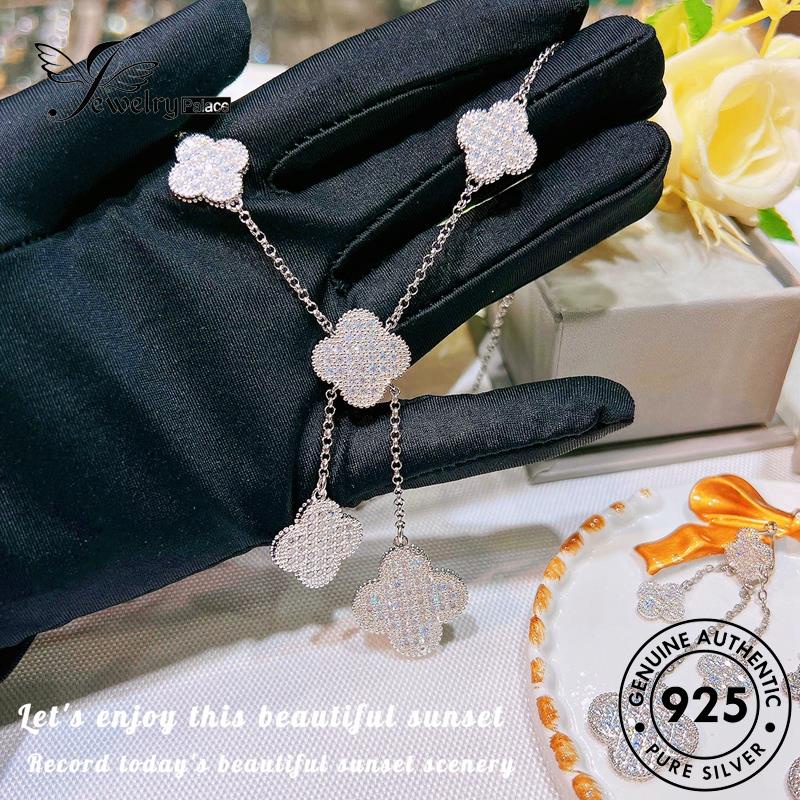 Jewelrypalace Perak925 Clover Original Wanita Moissanite Set Kalung Mewah Berlian S527