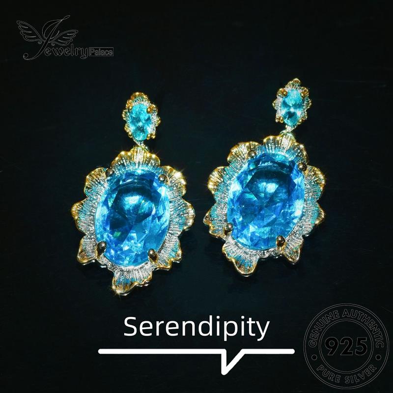 Jewelrypalace Aquamarine Kalung Perak Asli Wanita Vintage Set925 S548