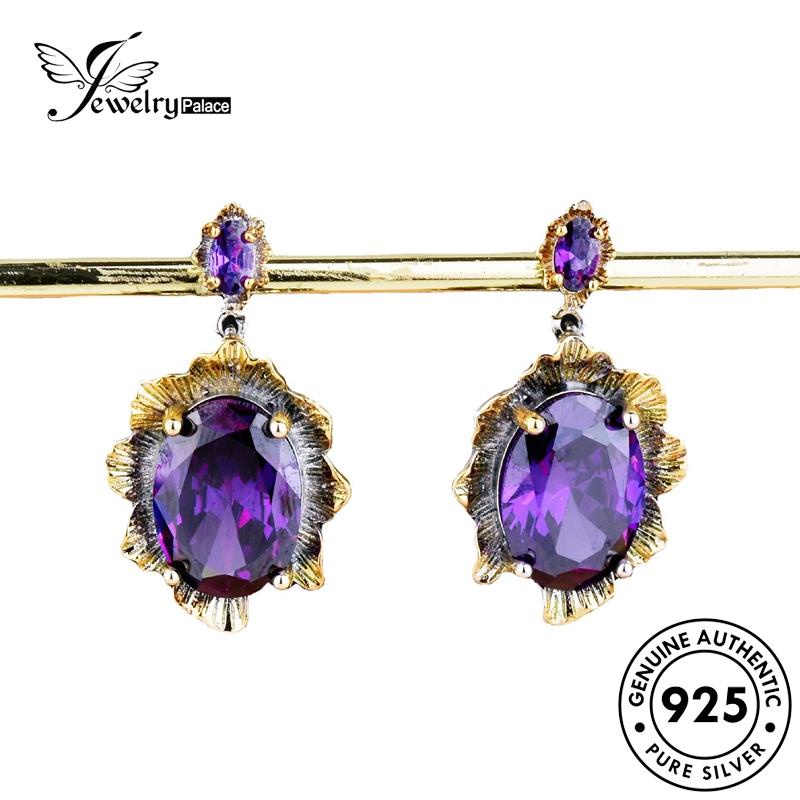 Jewelrypalace Amethyst Vintage925 Set Asli Perak Wanita Kalung S525