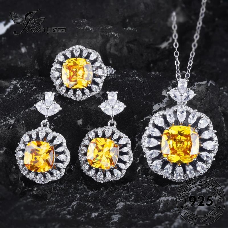 Jewelrypalace Perak Asli Mewah Citrine Set Wanita Kalung925 S616