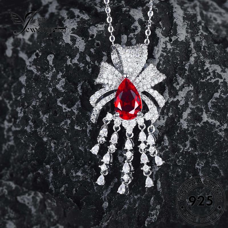 Jewelrypalace Perak Wanita Rumbai Asli Kalung Kupu Ruby925 Set S603