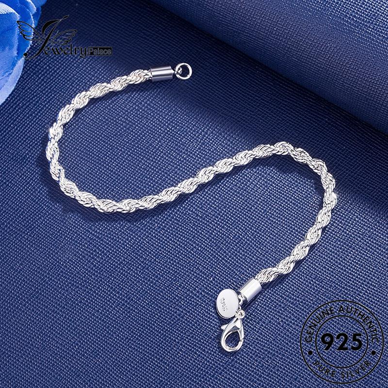 Jewelrypalace Original Tali Simple925Gelang Pria Twist Silver B621