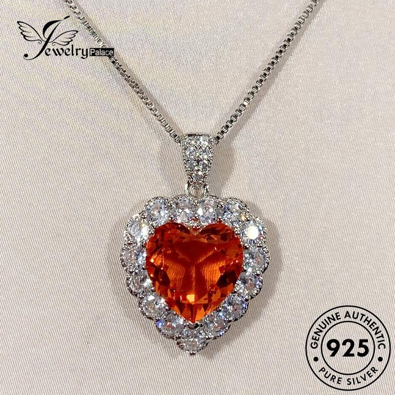 Jewelrypalace Cinta Kristal Indah Berlian Wanita925 Perak Kalung Asli Pink N291