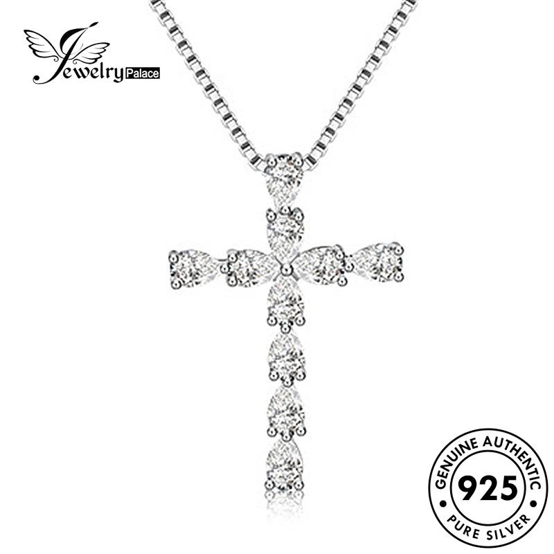 Jewelrypalace Moissanite Fashion Salib925 Wanita Asli Kalung Perak Berlian N926