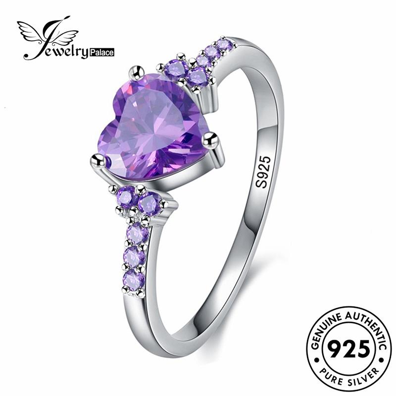 Perhiasantempat Cincin Love Kecubung Simple Perak Wanita Asli925 R2