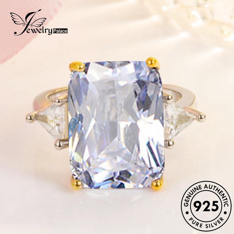 Jewelrypalace Rings Square Personality Wanita Perak Asli925 Citrine R9
