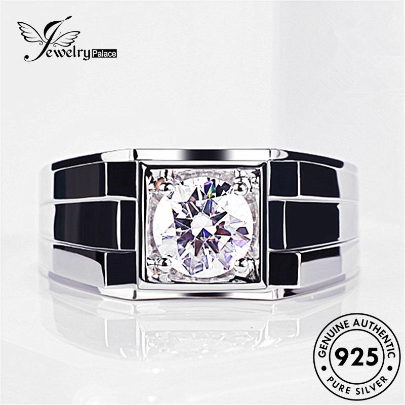 Jewelrypalace Cincin Klasik Moissanite925 Original Pria Berlian Perak R24