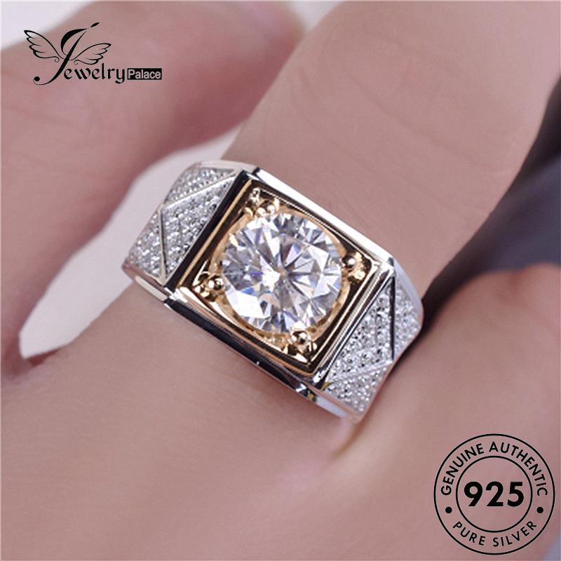 Perhiasantempat Cincin Emas Berlian Mendominasi Wanita Dua Warna925 Moissanite Perak Asli R81