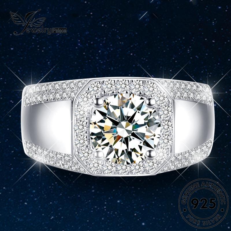 Tempat Perhiasan925 Perak Berlian Pria Moissanite Mendominasi Cincin Asli R113