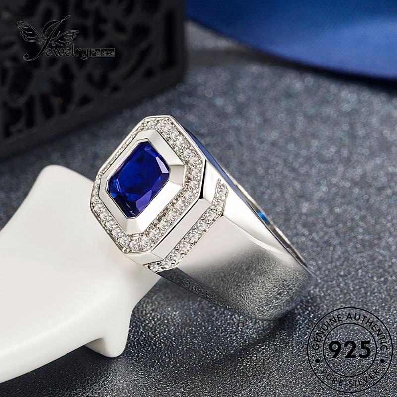 Jewelrypalace Cincin Perhiasan Simple Perak925 Zamrud Safir Pria Original M084