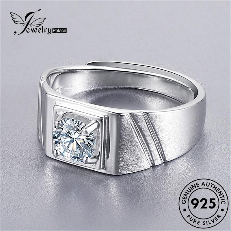 Jewelrypalace Pria Temperamen Berlian925 Asli Moissanite Cincin Perak R202