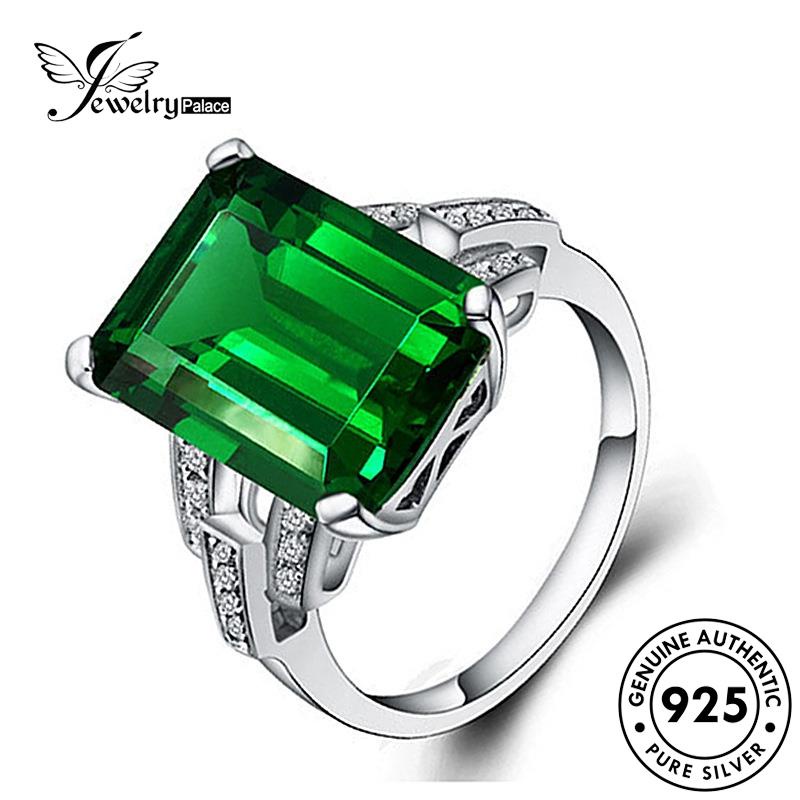 Jewelrypalace Cincin Retro Kotak925 Emerald Perak Asli Wanita R246