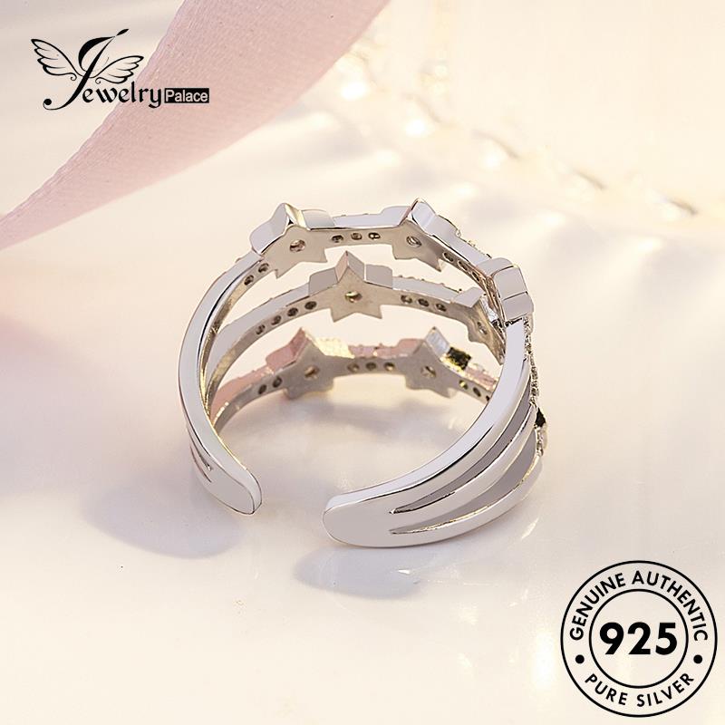 Perhiasantempat Cincin Bintang Emas Asli925 Berlian Moissanite Wanita Silver Kepribadian Double R388