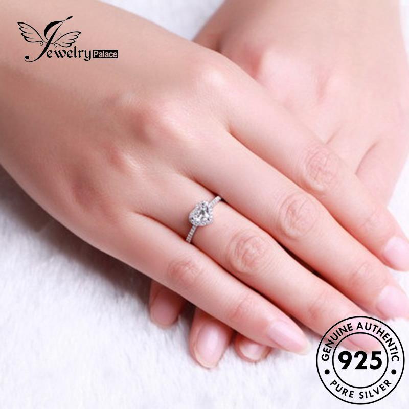 Jewelrypalace Cincin Perak925 Wanita Fashion Asli Love Moissanite Berlian R419