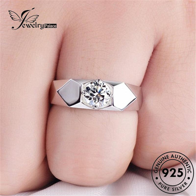 Jewelrypalace Cincin Berlian Klasik925 Asli Moissanite Perak Pria R328