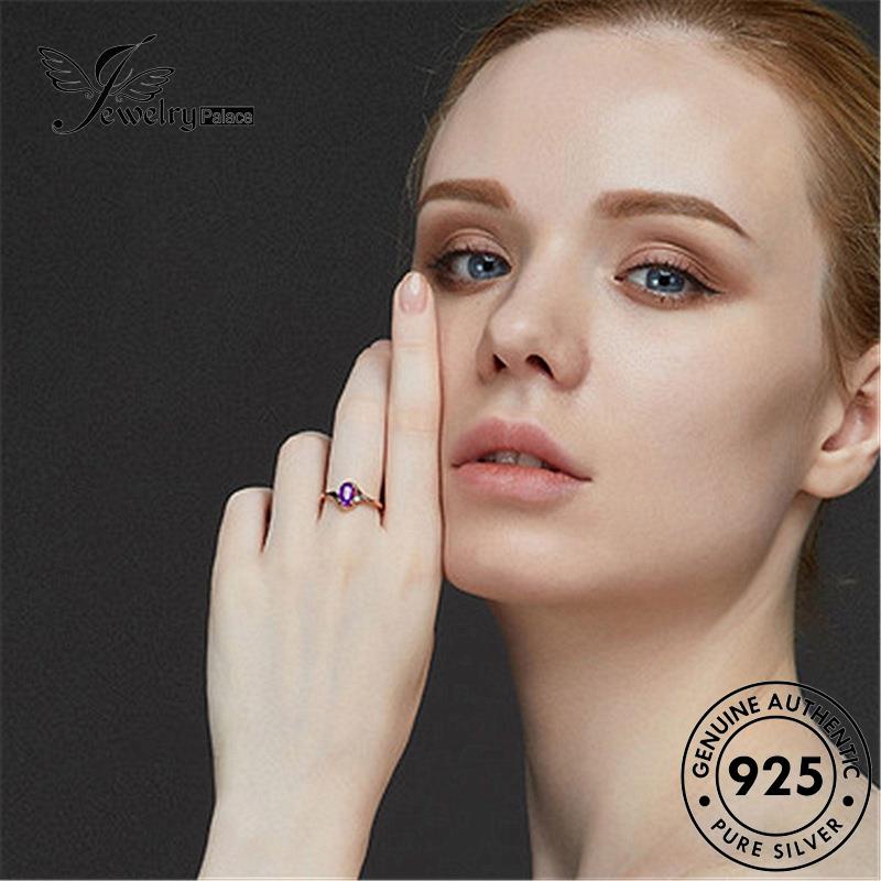 Jewelrypalace Emas Asli Mata Kuda Simple Perak925 Wanita Cincin Kecubung R329