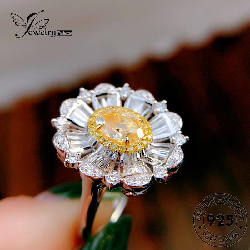 Jewelrypalace Wanita Asli Citrine Creative Silver Flowers Rings925 R500